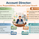 Account Director leading a client strategy meeting with team