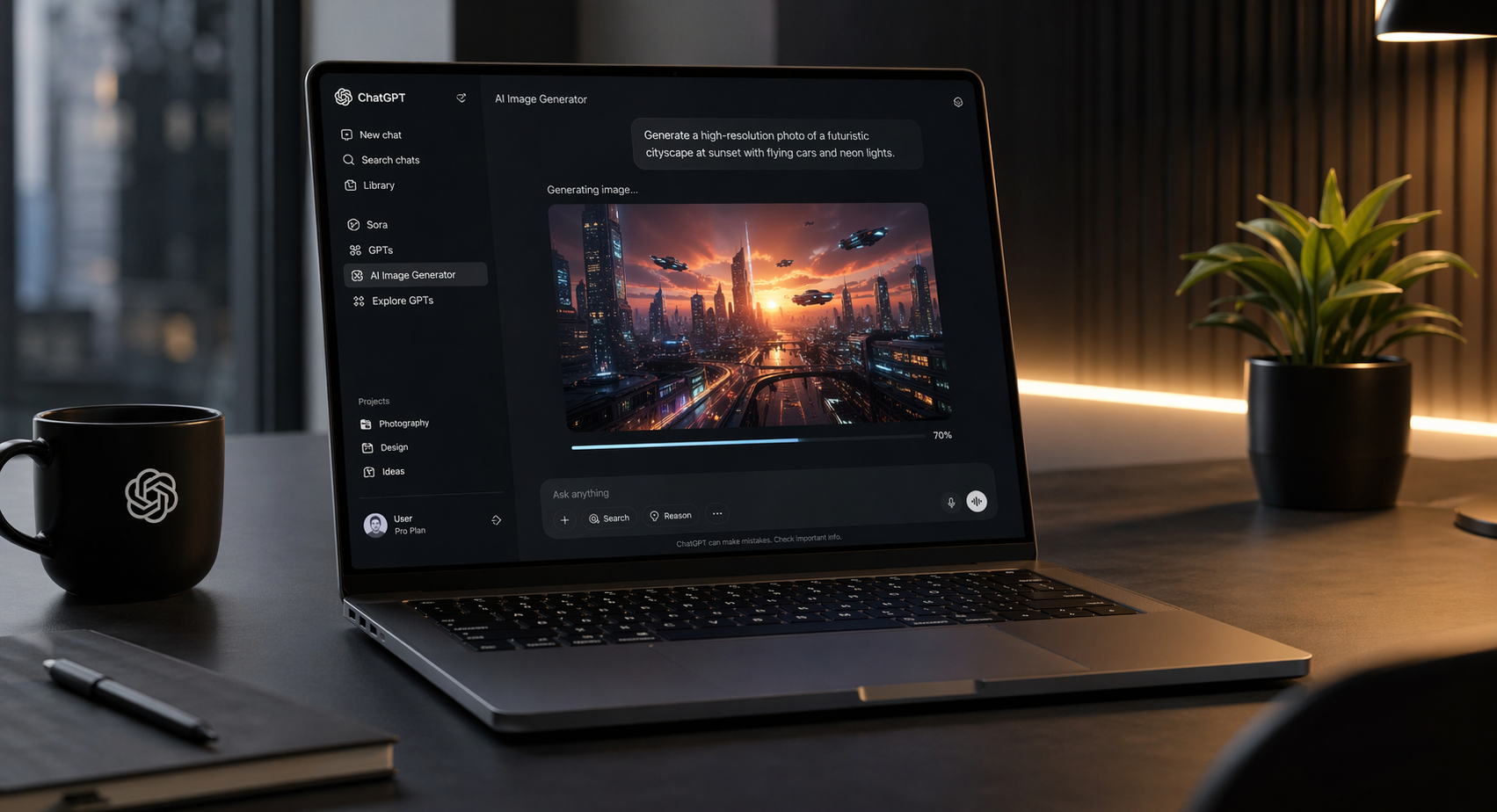 ChatGPT photo generator creating high-quality AI images on a modern digital interface