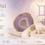 Gemini birthstone agate and pearl with zodiac symbol